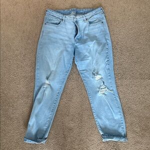 Old navy OG straight mid rise 
Light Blue Distressed Jeans
Size 14